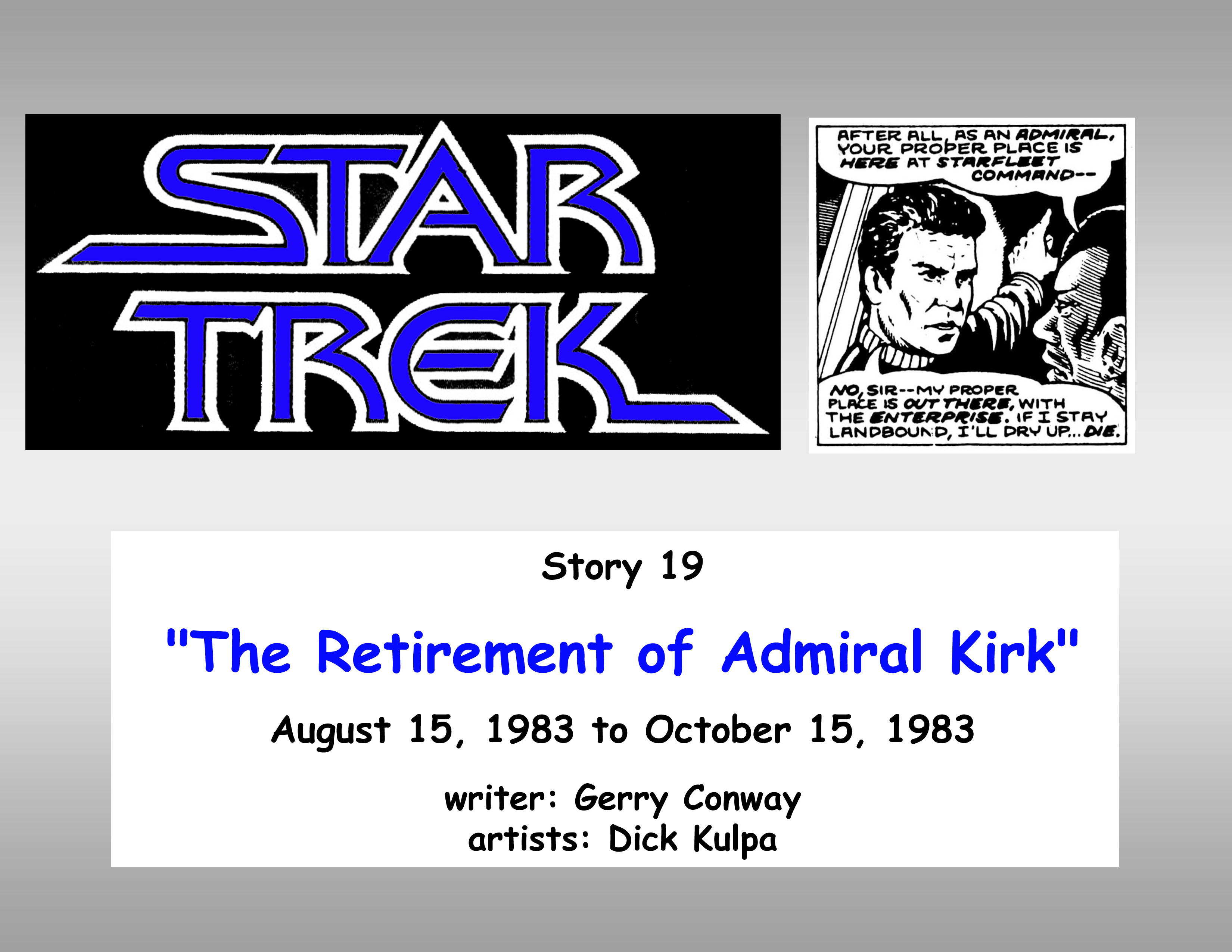 The Retirement of Admiral Kirk.